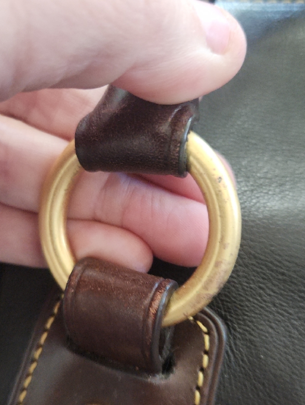 Dooney & Bourke Brown Leather Satchel with Gold Hardware and Red Trim - Picture 10 of 15